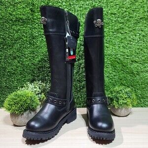 Xelement X93009 Myna Black Performance Knee HighTall Motorcycle Boots, US 6 NEW